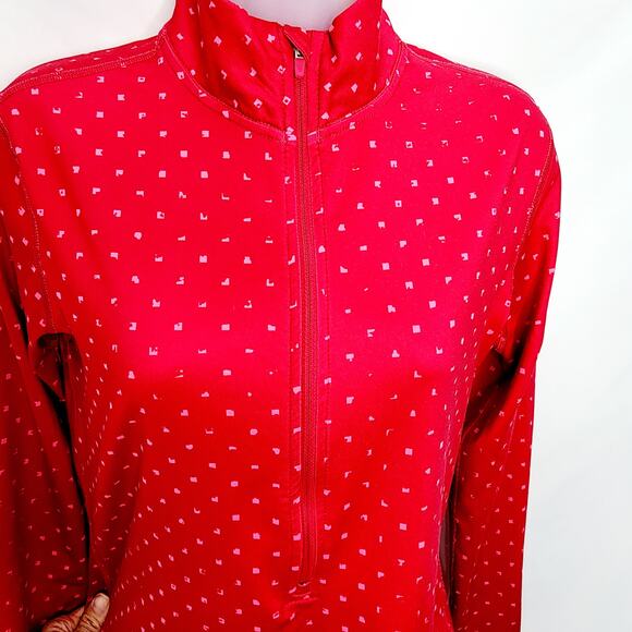 Nike Pro Dri Fit  Women's Fuchsia  Geometric Print Pullover Running Top Half Zip - Picture 7 of 12